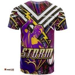Amazing Aussie Melbourne Storm Custom Melbourne Storm And Thunder Aboriginal Inspired Style Of Dot Background Personalised Player And Number  T-shirt