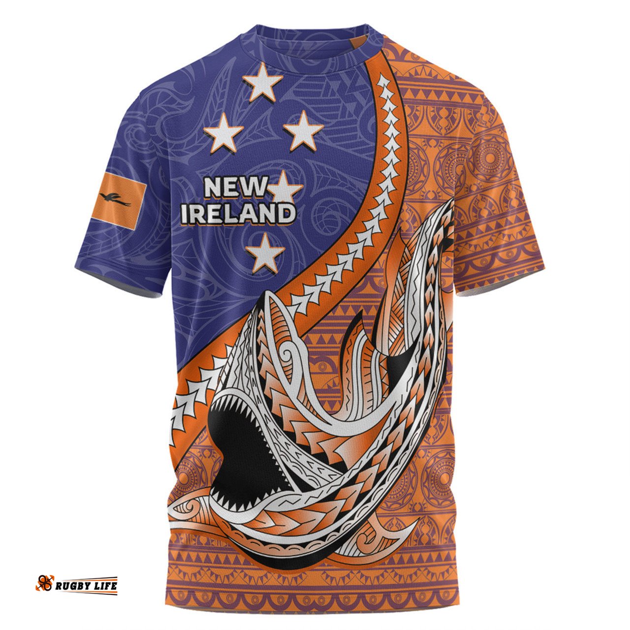 Amazing Aussie Australia South Sea Islanders New Ireland Flag With Polynesian Shark Pattern  T-shirt