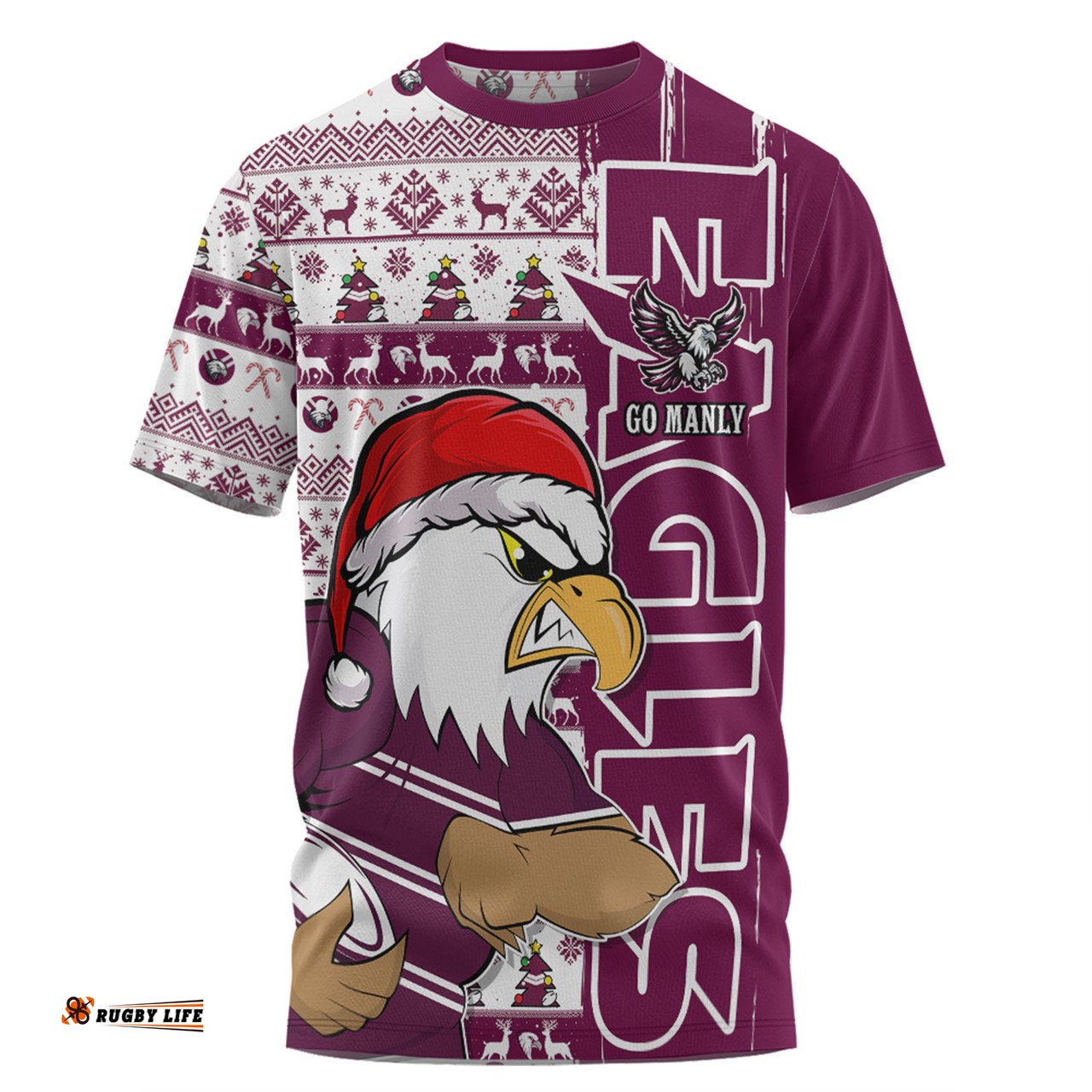 Amazing Aussie Manly Warringah Sea Eagles Merry Ugly Xmas Nordic Pattern Style T-shirt