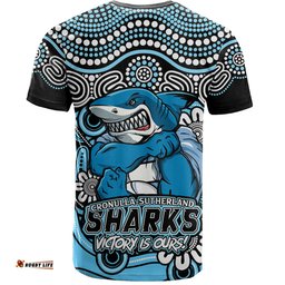Amazing Aussie Cronulla Sutherland Sharks Aboriginal Inspired Tough Fan Rugby For Life T-shirt