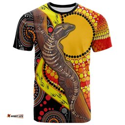 Amazing Aussie Australia Australian Aboriginal Inspired Dot Painting Sun and Lizardo T-shirt