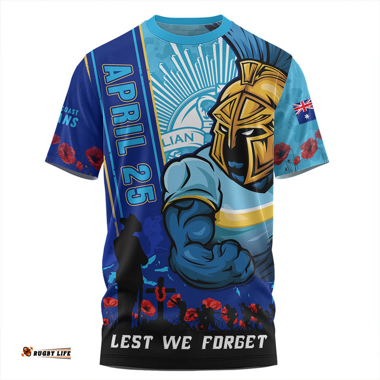 Amazing Aussie Gold Coast Titans Anzac Day Lest We Forget Strong Fighting Spirit T-shirt