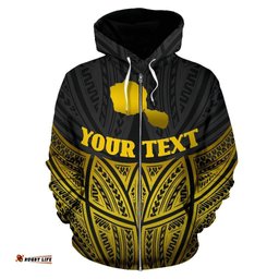 Tahiti Polynesian Custom Personalised Hoodie Gold Pride Map And Seal - Bn39