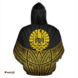 Tahiti Polynesian Custom Personalised Hoodie Gold Pride Map And Seal - Bn39