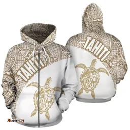 Tahiti Hoodie Turtle Mermaid Polynesian Golden White Version Th96