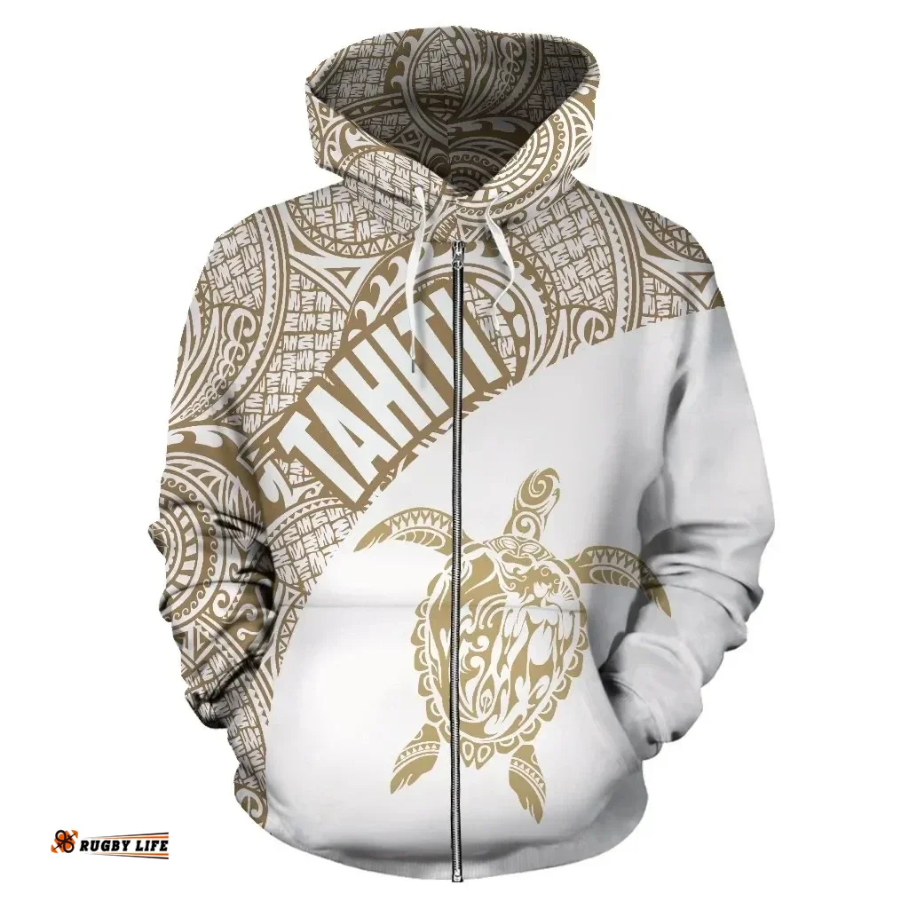 Tahiti Hoodie Turtle Mermaid Polynesian Golden White Version Th96