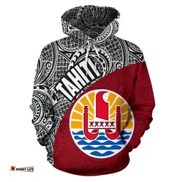 Tahiti Hoodie Wave Polynesia Red Th7
