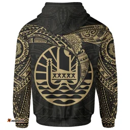 Tahiti Polynesian Hoodie - Gold Heart Shield - Bn11