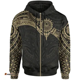 Tahiti Polynesian Hoodie - Gold Heart Shield - Bn11