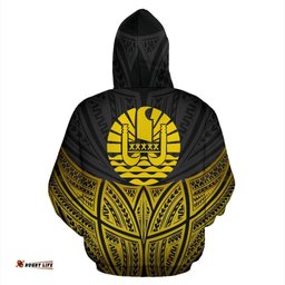 Tahiti Polynesian Hoodie Gold Pride Map And Seal - Bn39
