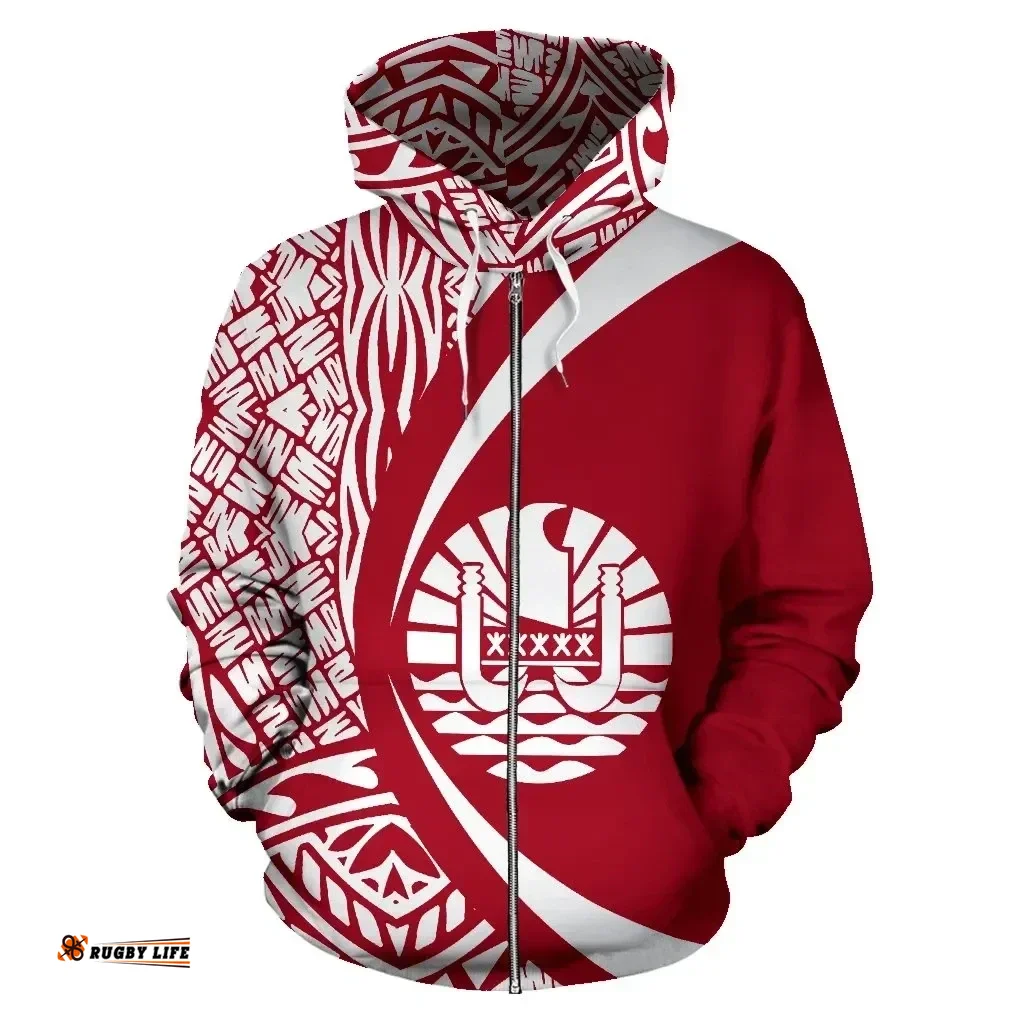Tahiti Flag Up Hoodie - Circle Style 05 J9