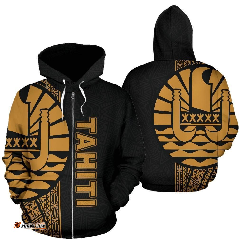 Tahiti (French Polynesia) Polynesian Hoodie - Yellow Line - Bn11