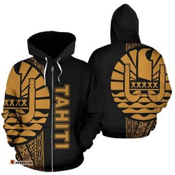 Tahiti (French Polynesia) Polynesian Hoodie - Yellow Line - Bn11