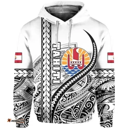 Rugbylife Hoodie - (Custom Personalised) Tahiti Rugby Hoodie Marvelous Version White - Custom Text and Number
