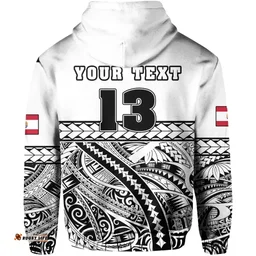 Rugbylife Hoodie - (Custom Personalised) Tahiti Rugby Hoodie Marvelous Version White - Custom Text and Number