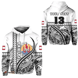 Rugbylife Hoodie - (Custom Personalised) Tahiti Rugby Hoodie Marvelous Version White - Custom Text and Number