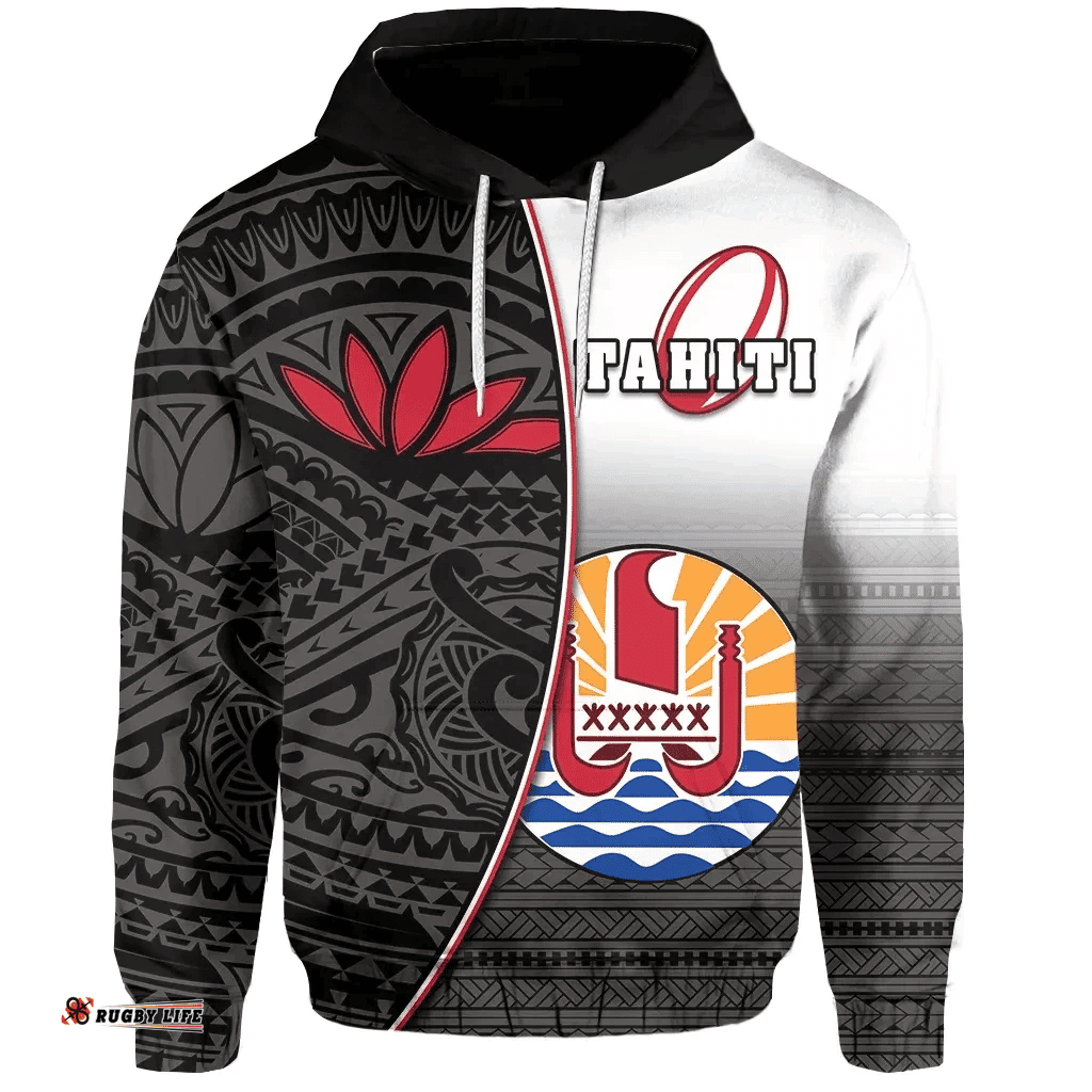 Rugbylife Hoodie - Tahiti Rugby Hoodie Impressive Version Black