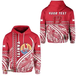 (Custom Personalised) Tahiti Rugby Hoodie Marvelous Version Red - Custom Text and Number K13