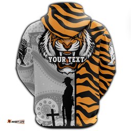 Custom Personalised Tigers Hoodie Wests ANZAC Day Tiger Skin Style