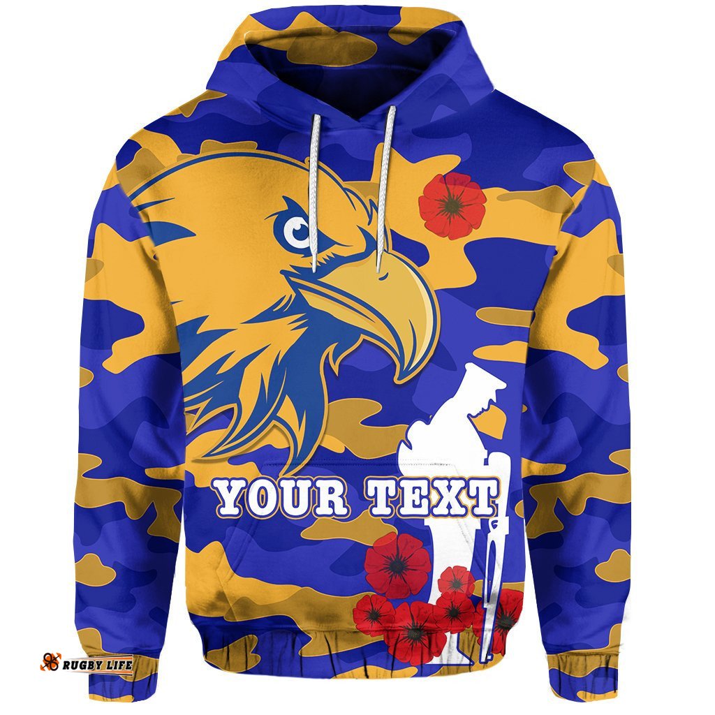Custom Personalised Eagles ANZAC Hoodie West Coast Simple