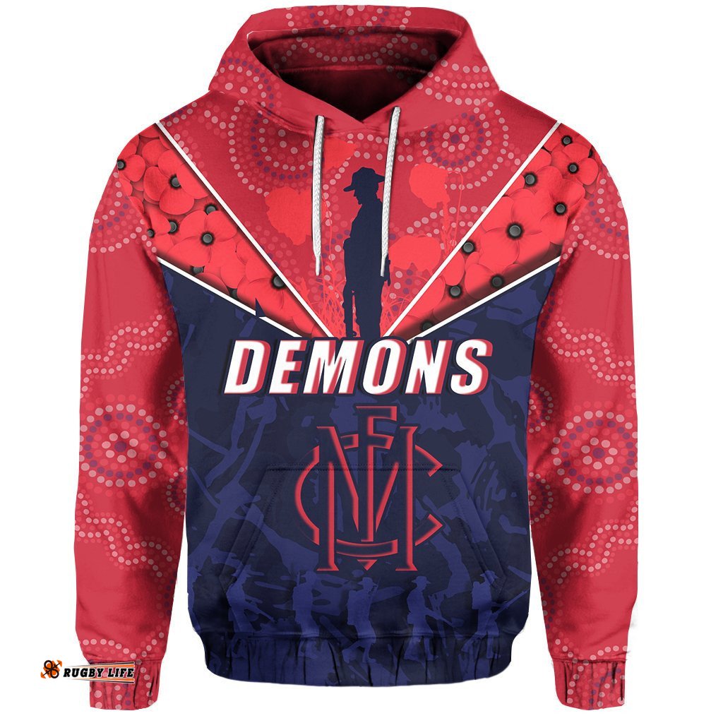 Demons ANZAC Day Indigenous Hoodie Melbourne Fancy