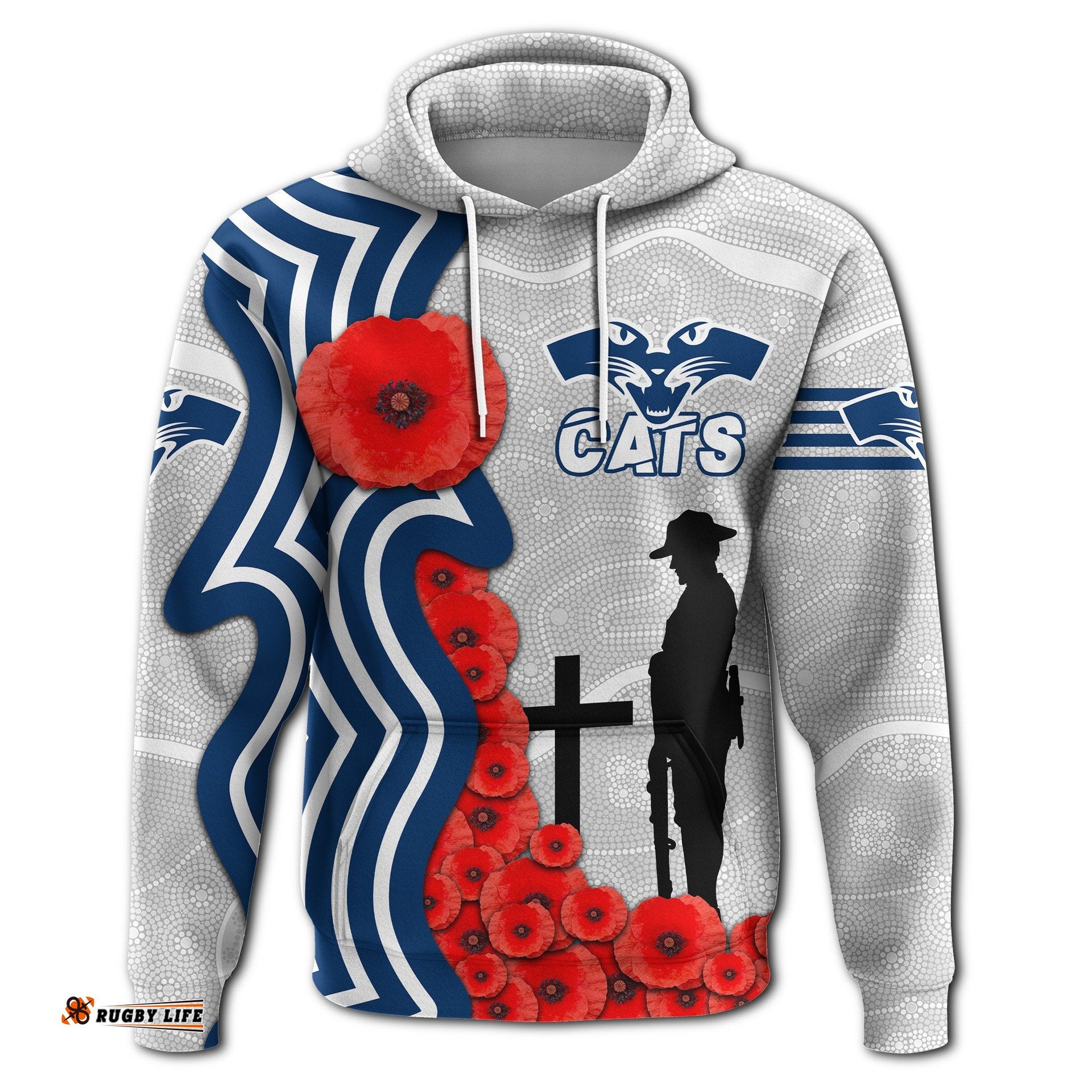 Geelong Hoodie Cats ANZAC Day Indigenous