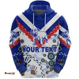 custom personalised canterbury bankstown bulldogs hoodie anzac day indigenous no1
