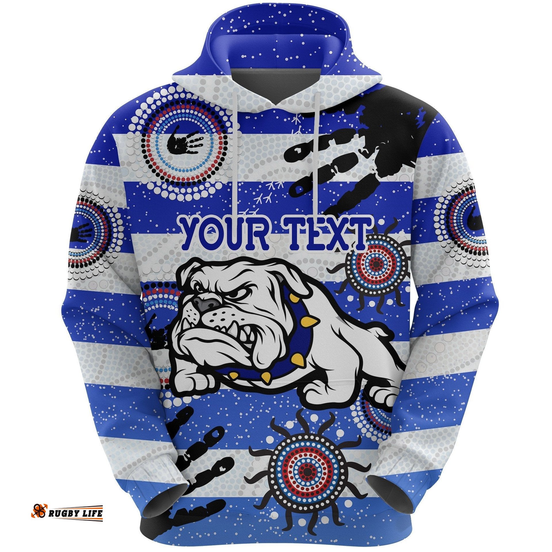 Custom Personalised Bulldogs Hoodie Indigenous Country Style No.1