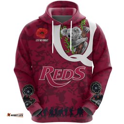 Queensland Reds Rugby Hoodie Koala ANZAC Day
