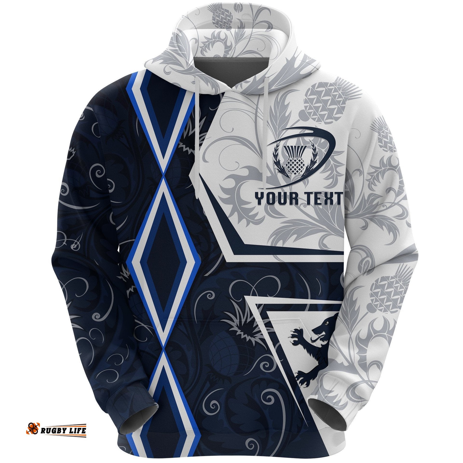 Custom Personalised Scottish Rugby Hoodie Thistle Unique Vibes