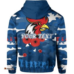 Custom Personalised Roosters ANZAC Day Hoodie Military Blue