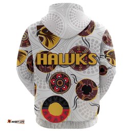 Custom Personalised Hawthorn Hoodie Hawks Indigenous White