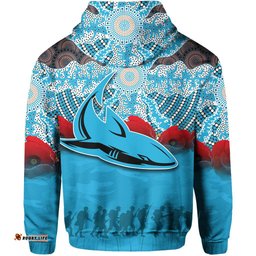 sharks aboriginal hoodie anzac day
