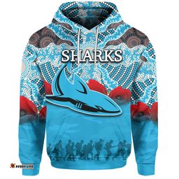 sharks aboriginal hoodie anzac day