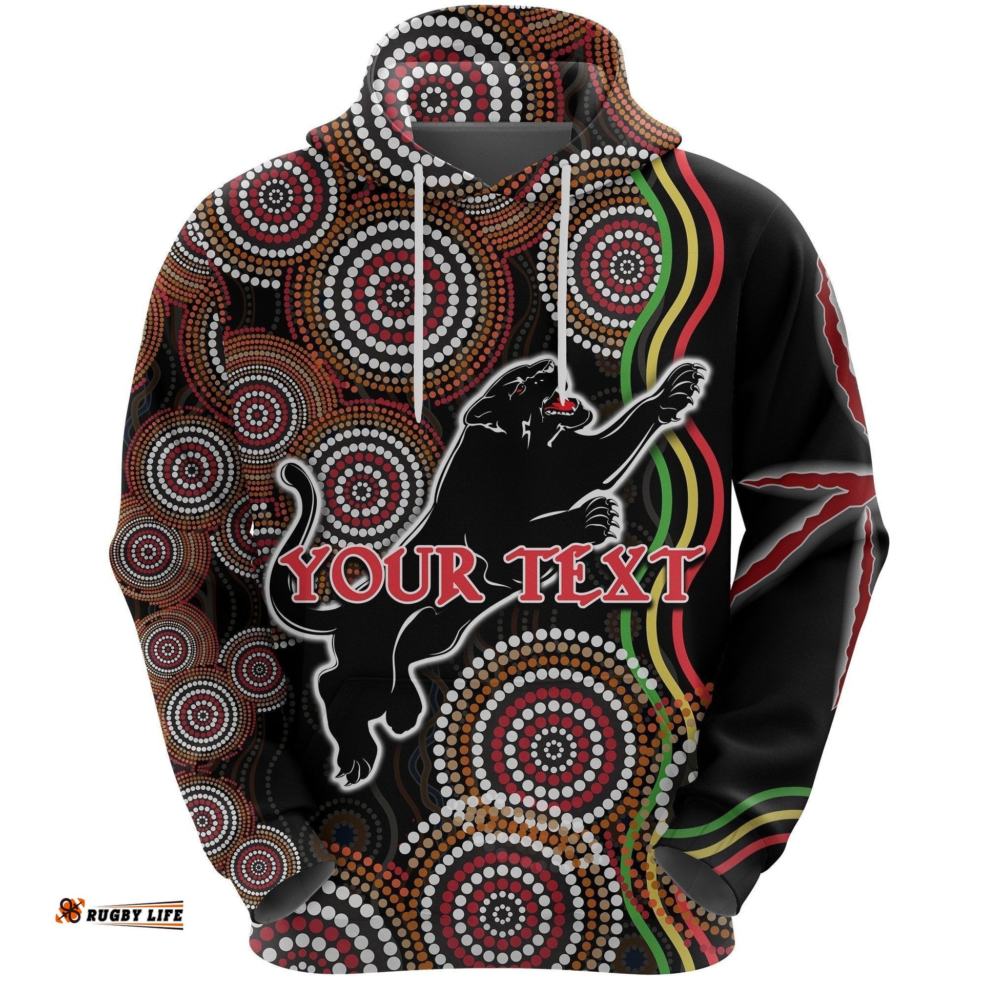 custom personalised panthers black hoodie indigenous penrith version