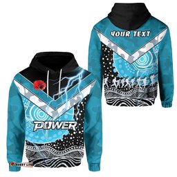 Custom Personalised Power ANZAC Day Hoodie Port Adelaide Lighting
