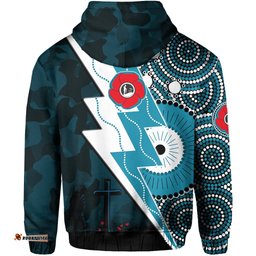 Custom Personalised Power ANZAC Day Hoodie Port Adelaide Mix Indigenous