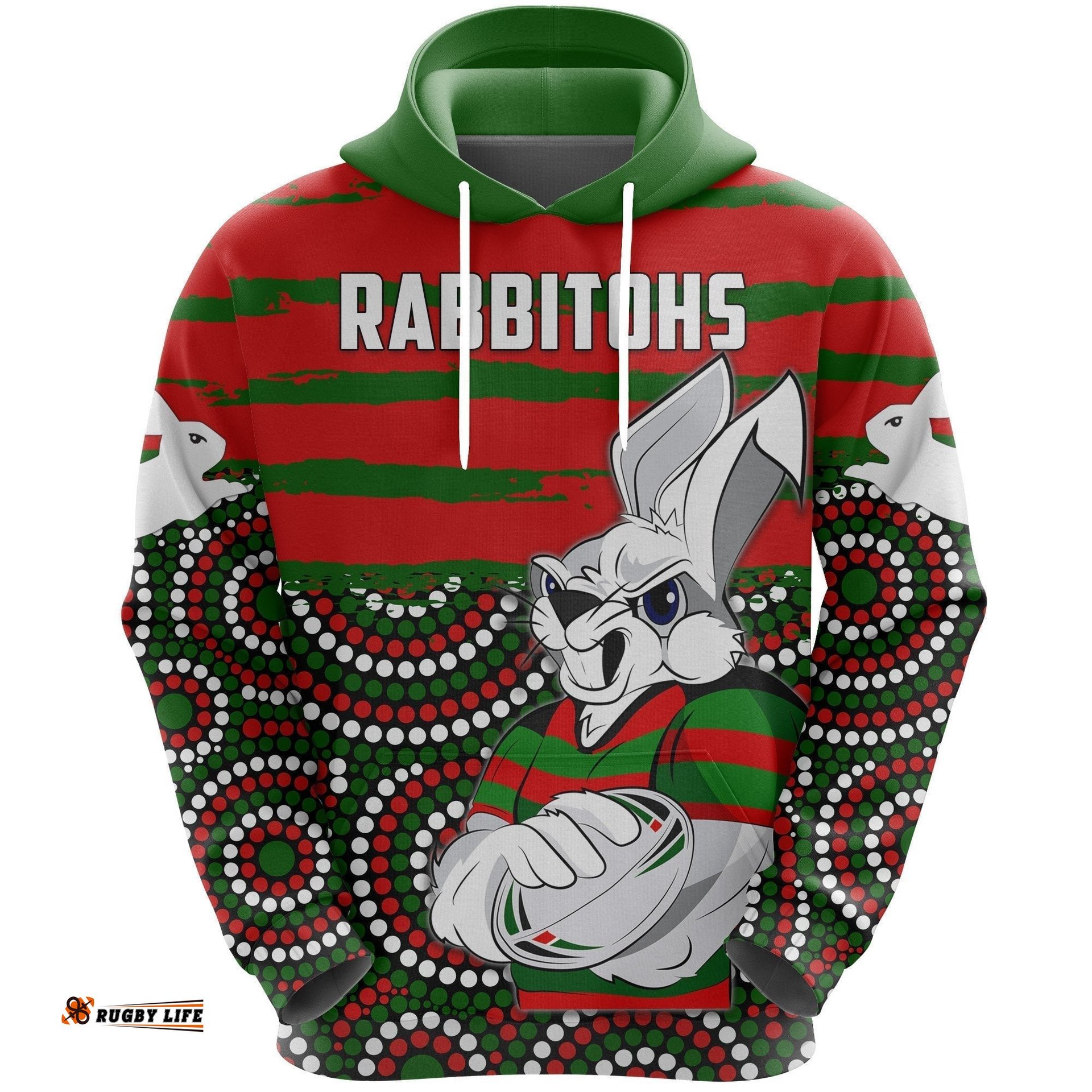 australia rabbitohs indigenous rugby hoodie rabbit cartoon