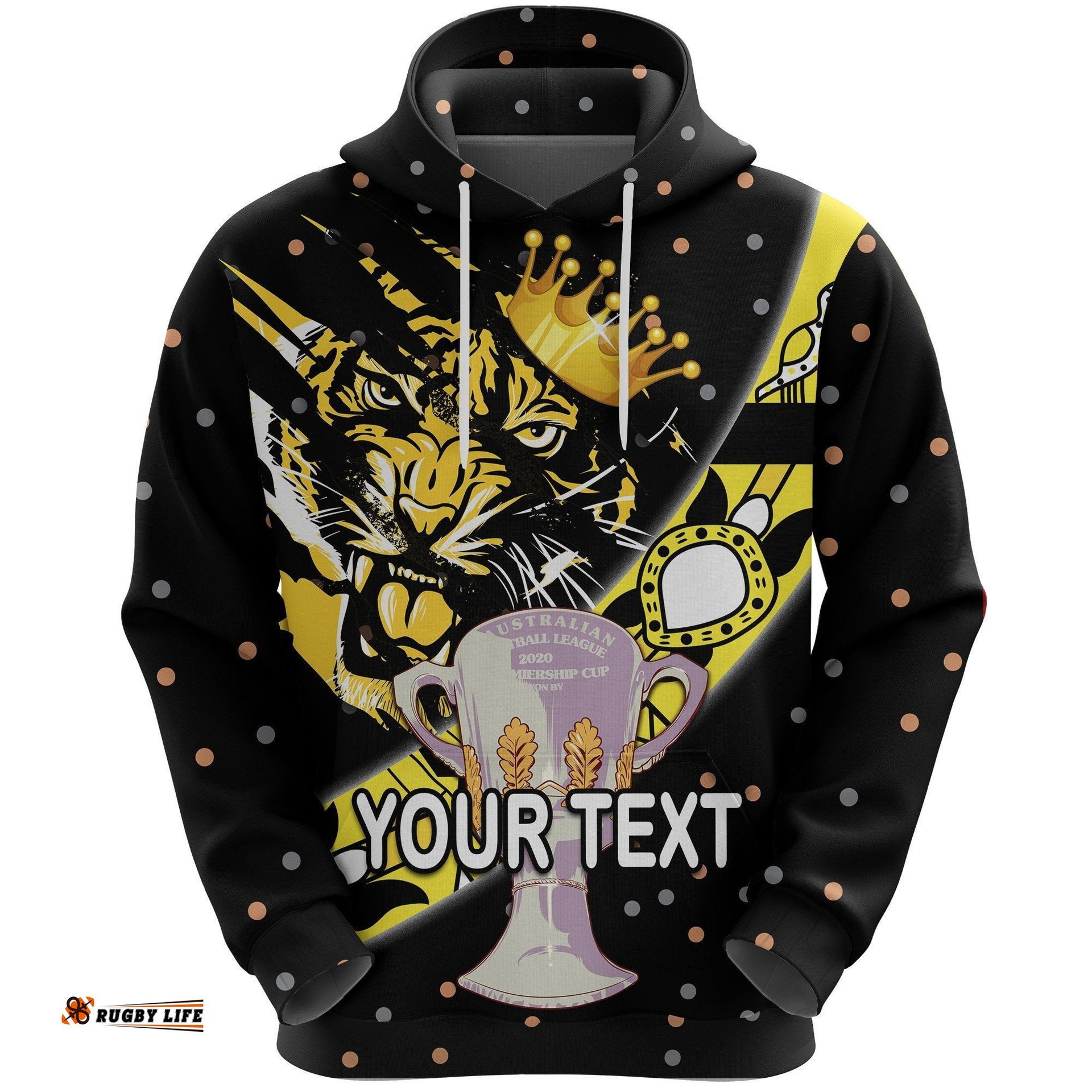 Custom Personalised Richmond Premier Hoodie Tigers Dotted
