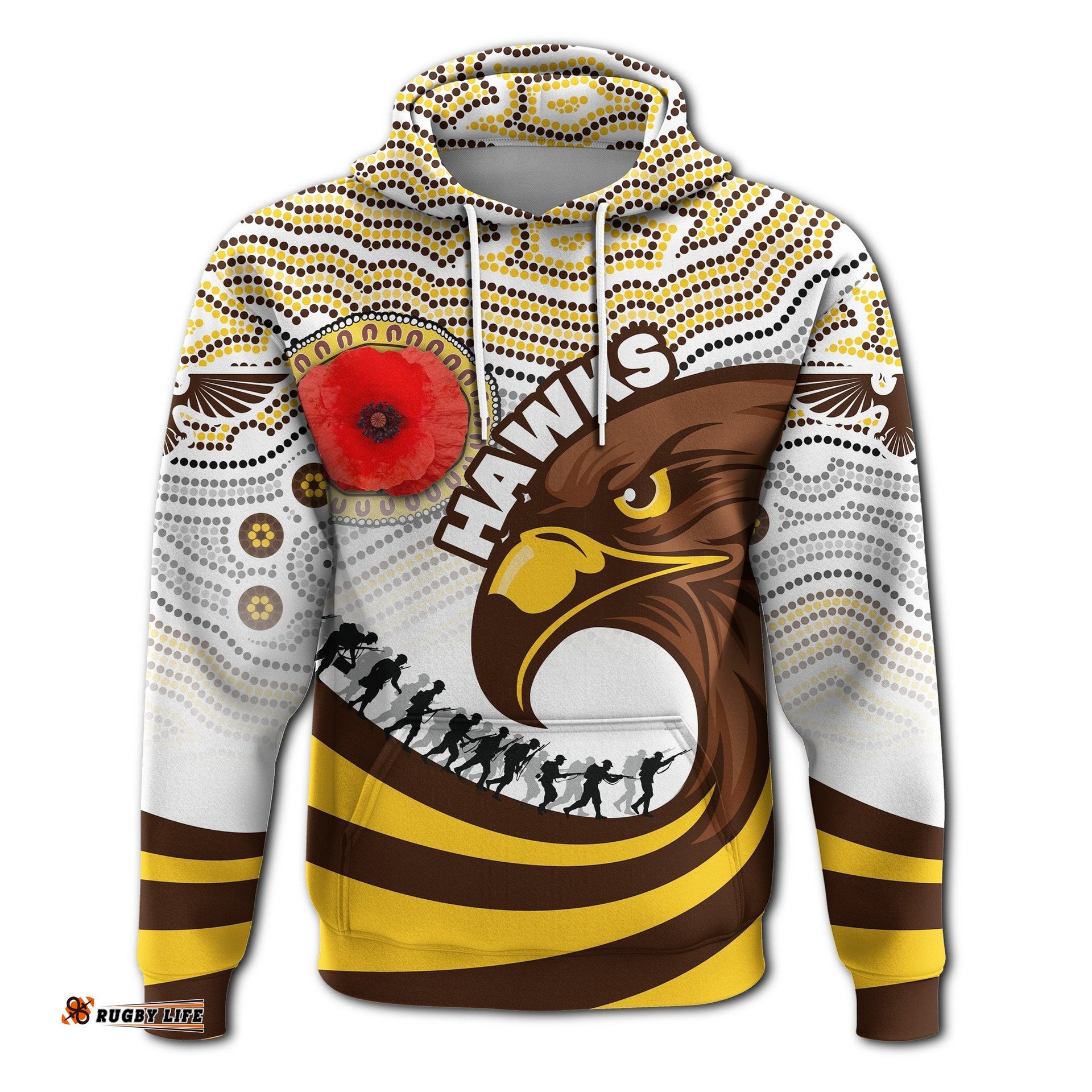 Pride Hawks Hoodie Hawthorn ANZAC Day Aboriginal