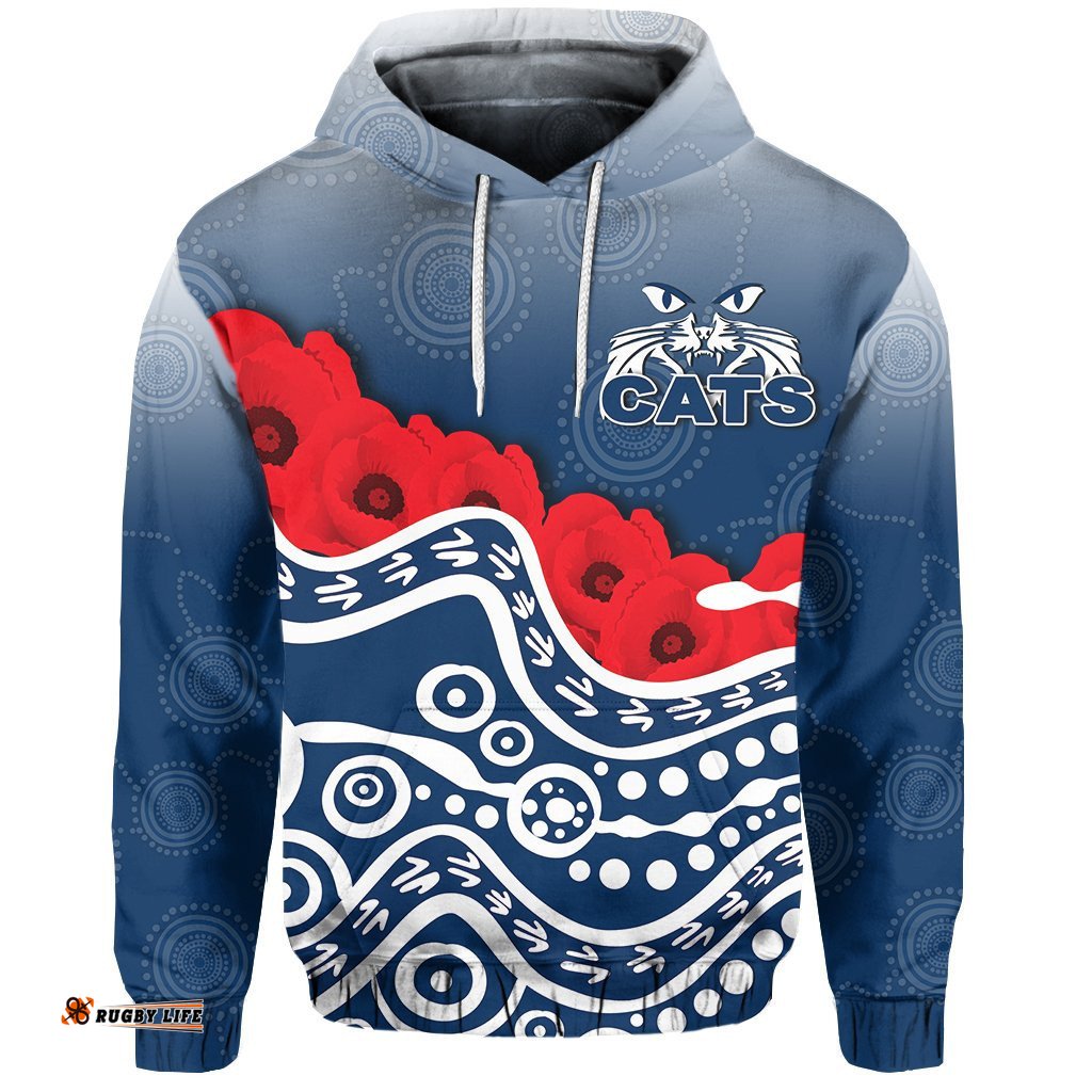 Cats Hoodie ANZAC Day Poppy Flowers