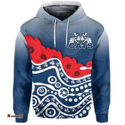 Cats Hoodie ANZAC Day Poppy Flowers