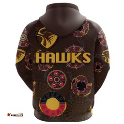 Custom Personalised Hawthorn Hoodie Hawks Indigenous Brown