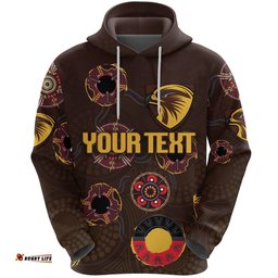 Custom Personalised Hawthorn Hoodie Hawks Indigenous Brown