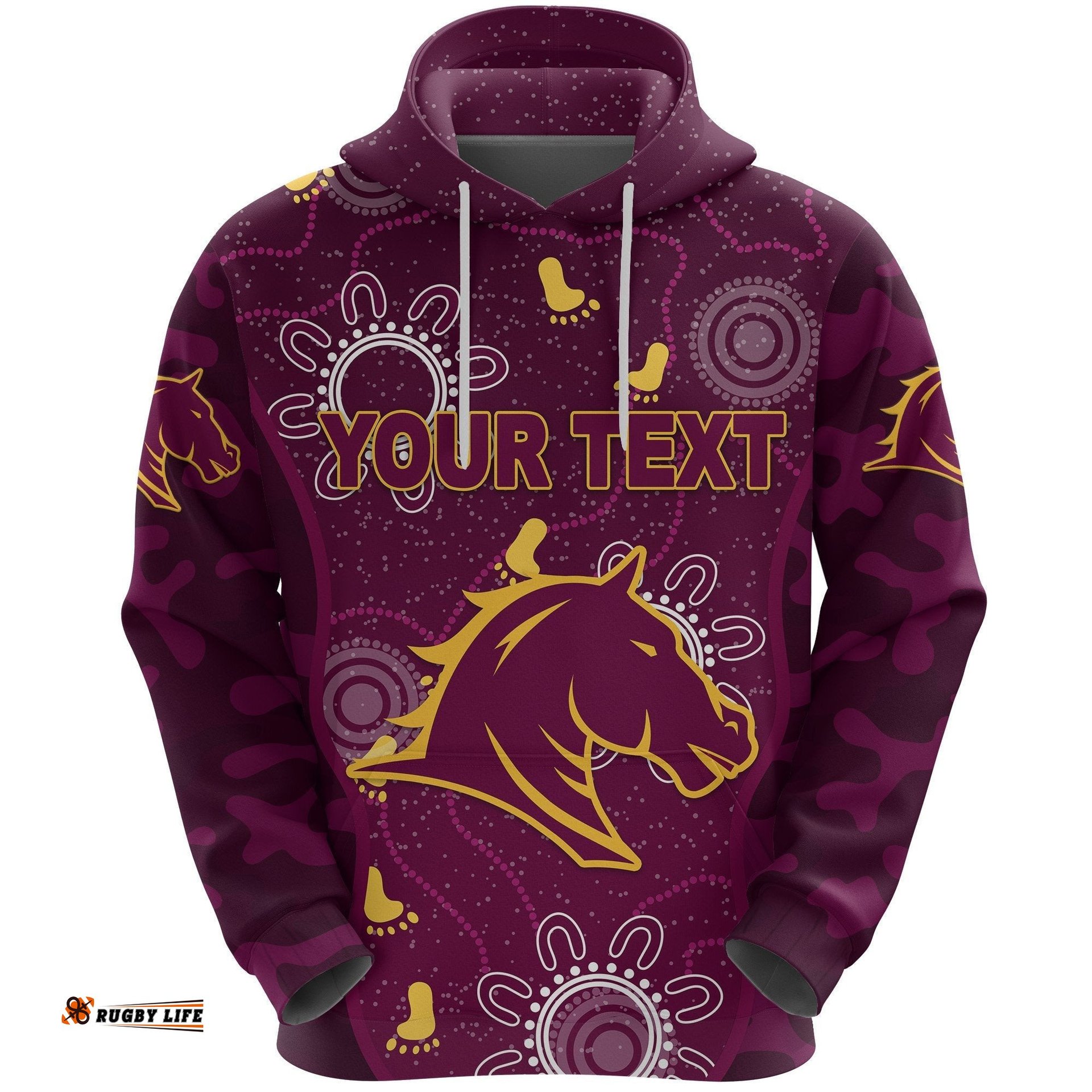 custom personalised brisbane broncos hoodie anzac day camouflage indigenous