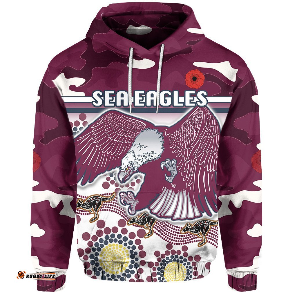 sea eagles anzac day hoodie simple indigenous camouflage