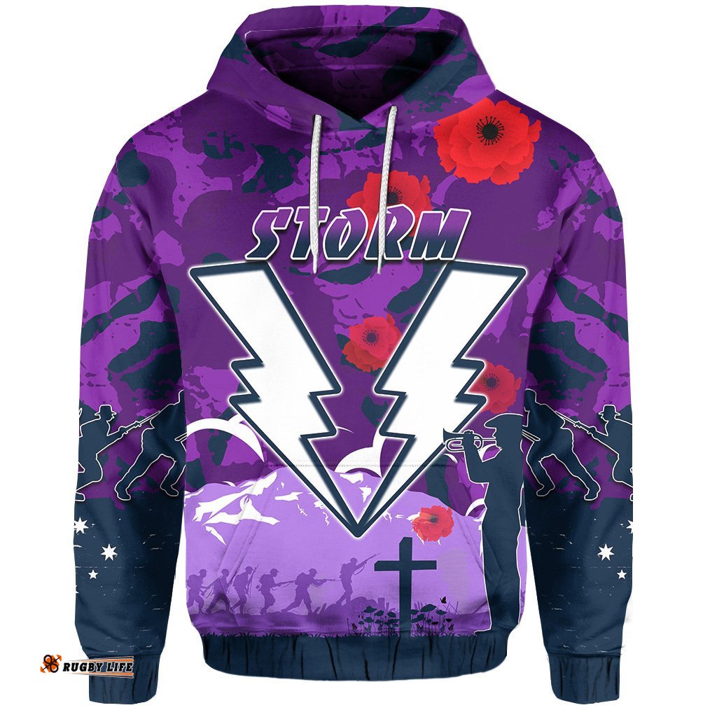 storm anzac day hoodie melbourne war remembrance poppy