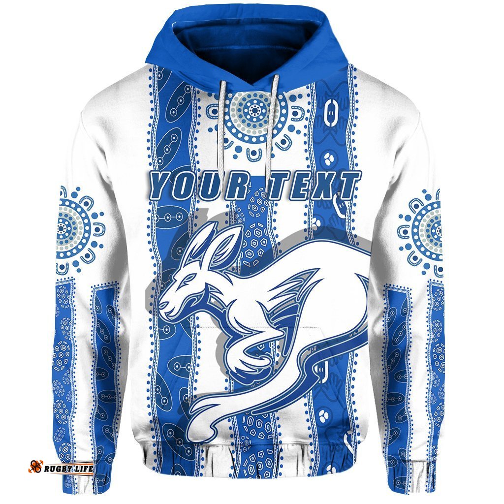 Custom Personalised Melbourne Kangaroos Hoodie Indigenous North Roos White