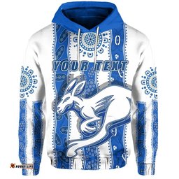 Custom Personalised Melbourne Kangaroos Hoodie Indigenous North Roos White