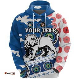 custom personalised bulldogs anzac day hoodie mix indigenous